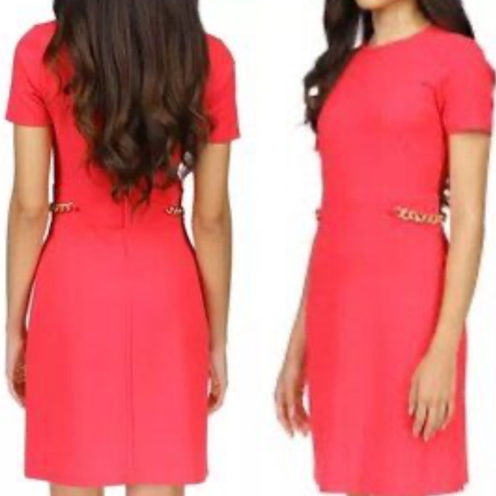 Talbots Vibrant Coral  Red Midi  Dress